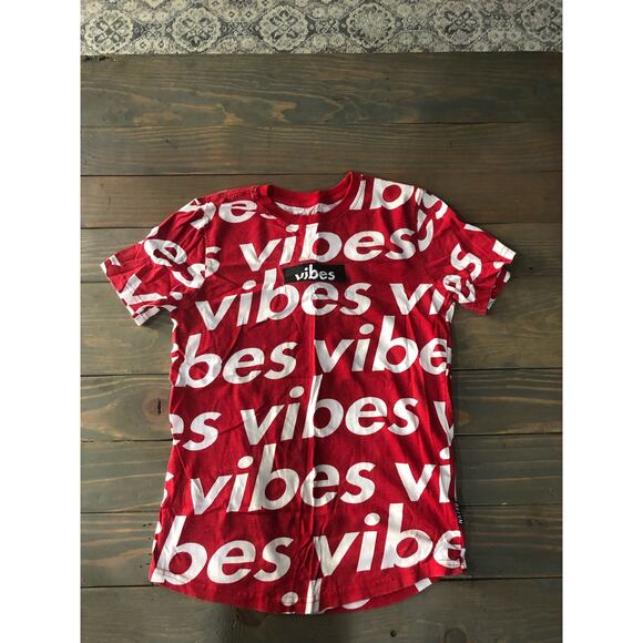 Brooklyn Cloth Mfg Co red vibes short sleeve shirt boys size large - Picture 1 of 4